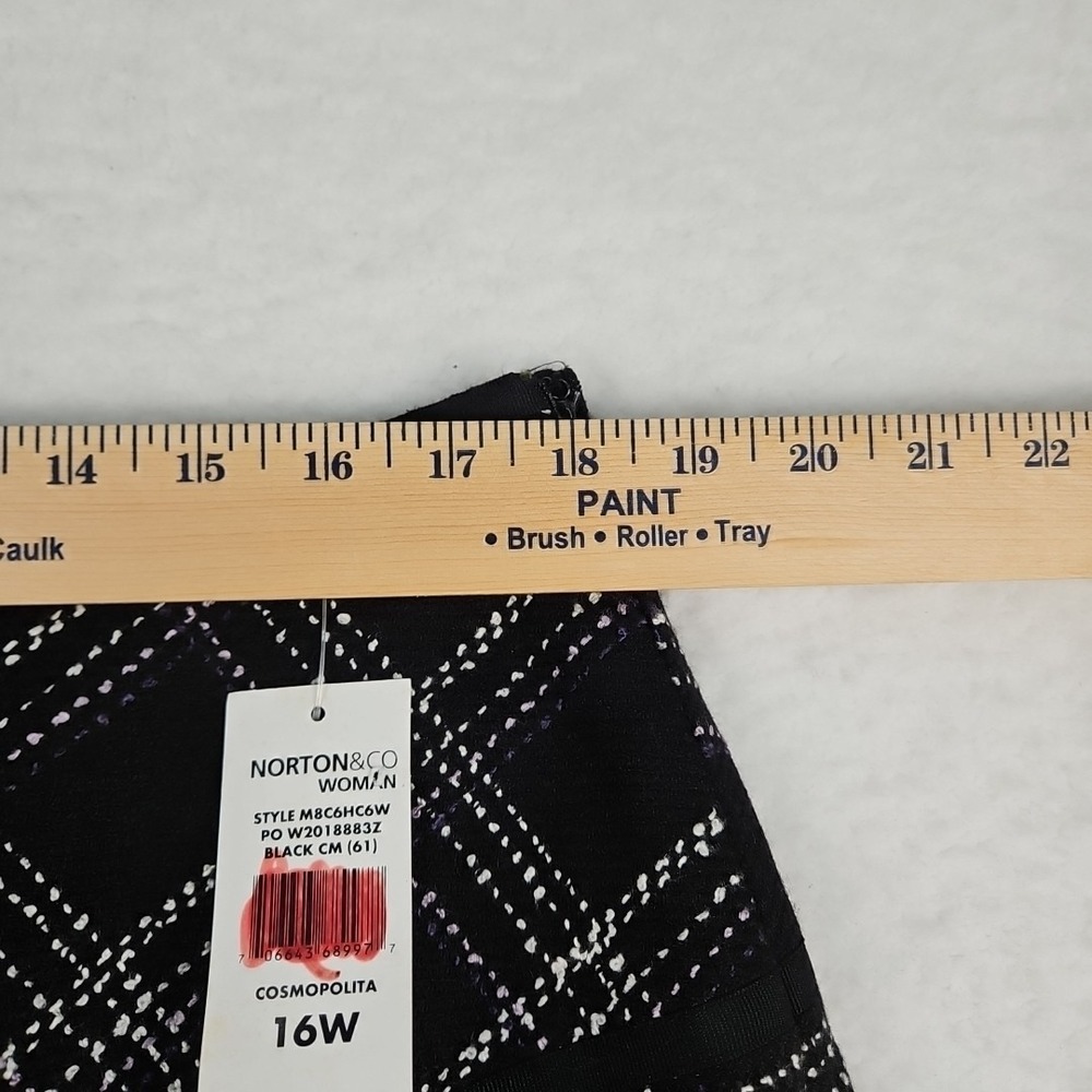 VTG 80s Norton & Co. Womens Skirt 16W Black Plaid Purple/White Lined Cosmopolita - Picture 5 of 9